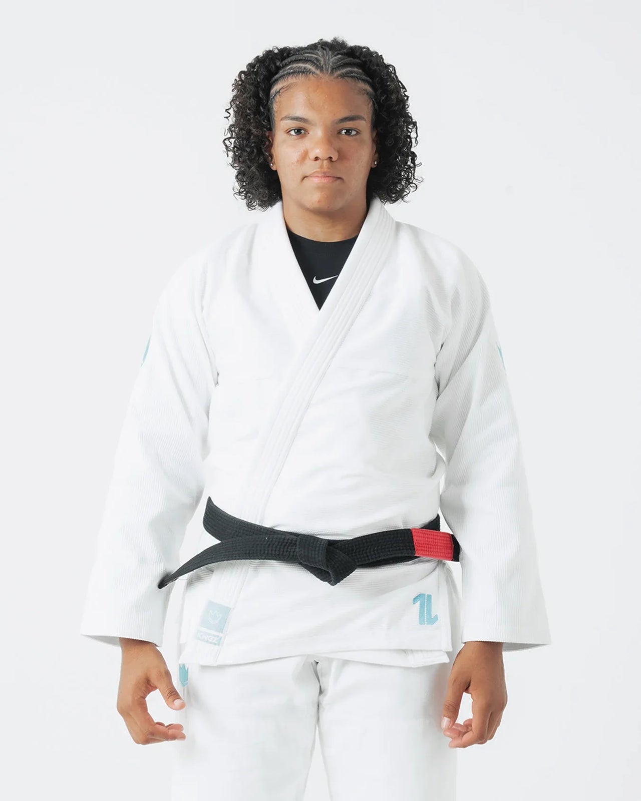 The ONE Womens Jiu Jitsu Gi - White/Sky Blue - FREE White Belt-白帯付き 返品/交換できません